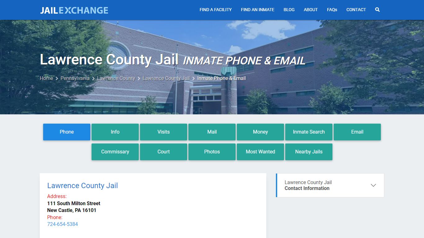 Inmate Phone - Lawrence County Jail, PA - Jail Exchange